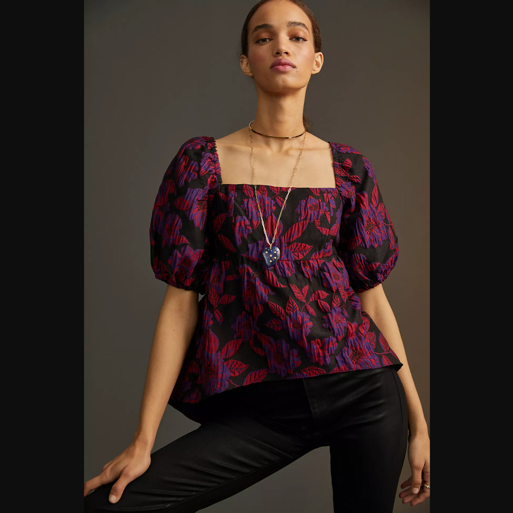Sachin & Babi Floral Jacquard Blouse - NEW - Size 10